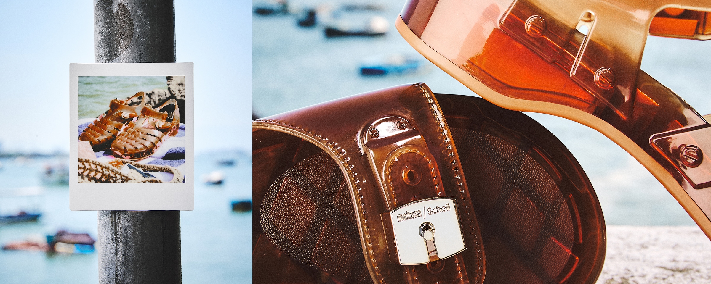 brown melissa & dr. scholl's collaboration shoes; the Pescura original sandal and the possession fisherman sandal