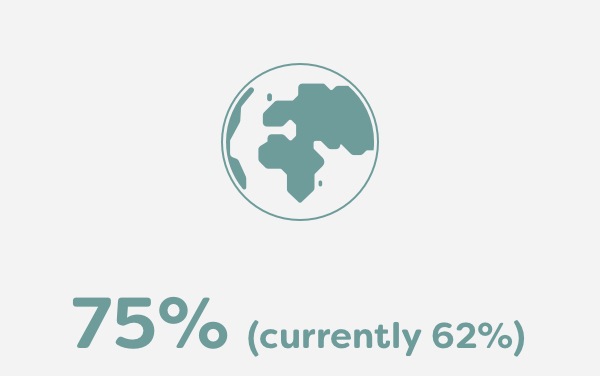 75% of all leather sourced from Leather Working Group-approved factories Currently 62%