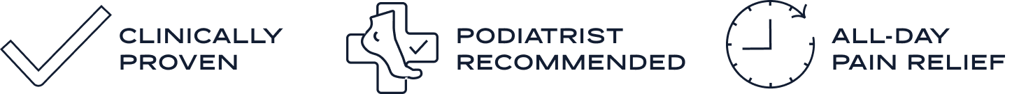 clinically proven, podiatrist recommended, all-day pain relief