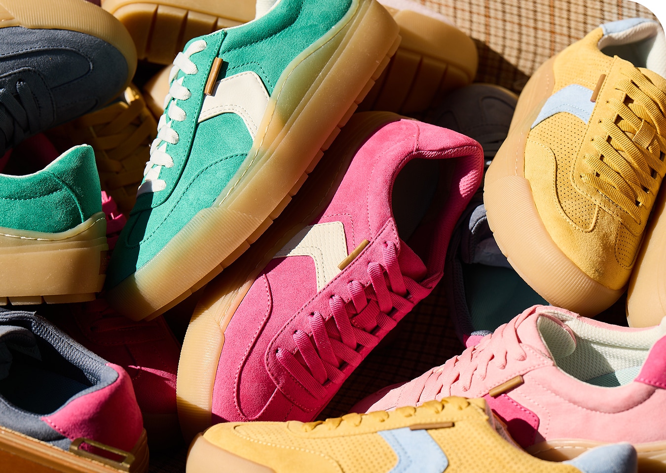 many time off win sneakers in various colorful hues