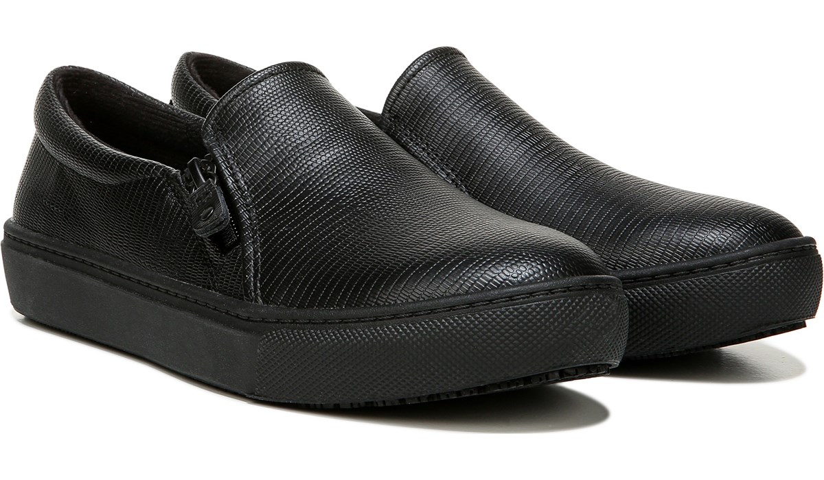 Work No Slip Slip On in Black Leather 