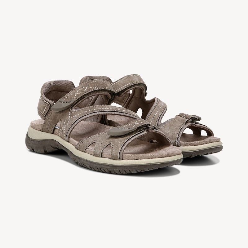 Dr. Scholl's Women's Adelle Sandal Malt Taupe Suede DRSCH 6.0 M