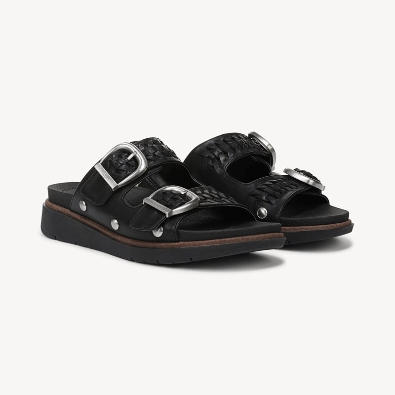 Dr. Scholl's Orig Collection Women's Palmdale Slide Sandal Black Leather DRORG 7.0 M