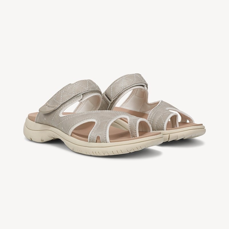 Dr. Scholl's Women's Island Breeze Strappy Sandal Oyster Grey Faux Leather DRSCH 9.5 M