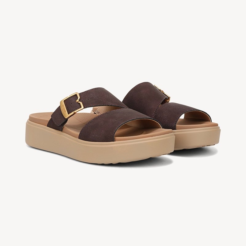 Dr. Scholl's Women's Madison Cloud Slide Sandal Dark Brown Faux Leather DRSCH 6.5 M