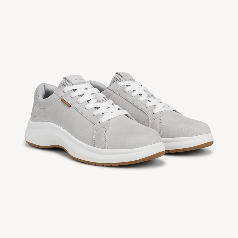 Dr. Scholl's Beyond Comfort Women's Feel Good Plantar FascIItis Lace Up Sneaker Shoes Light Grey Leather DRSBC 11.0 M