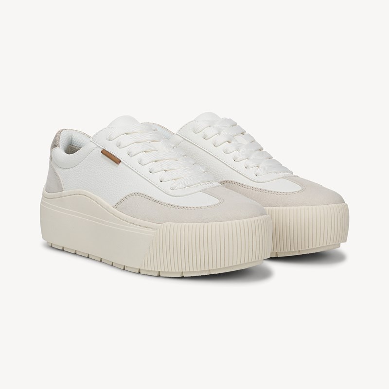 Dr. Scholl's Women's Time Off Most Sneaker Shoes White/Birch Faux Leather Drsch 6.5 M