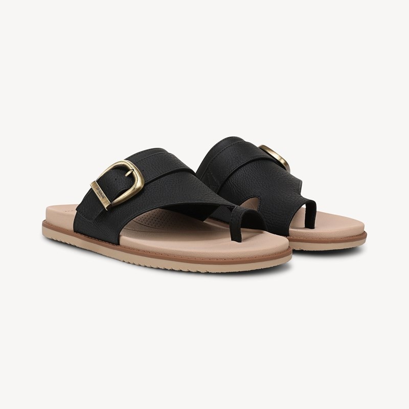 Dr. Scholl's Women's So Clever Slide Sandal Black Faux Leather DRSCH 9.0 M