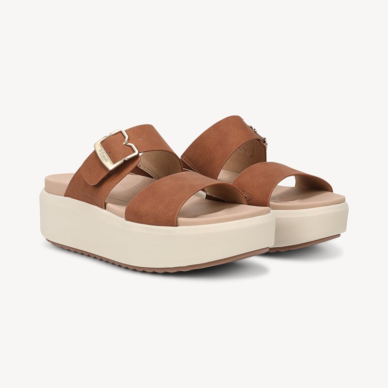 Dr. Scholl's Women's All Time Max Platform Sandal Honey Brown Faux Leather DRSCH 8.5 M