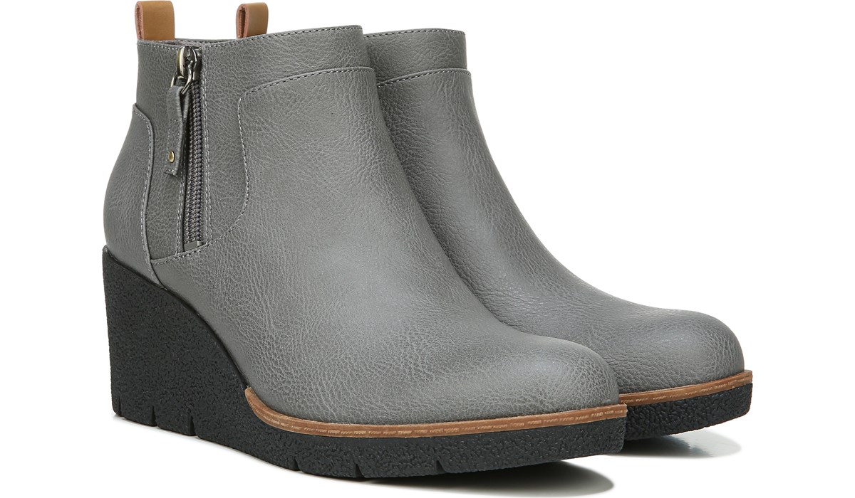 grey wedge boot