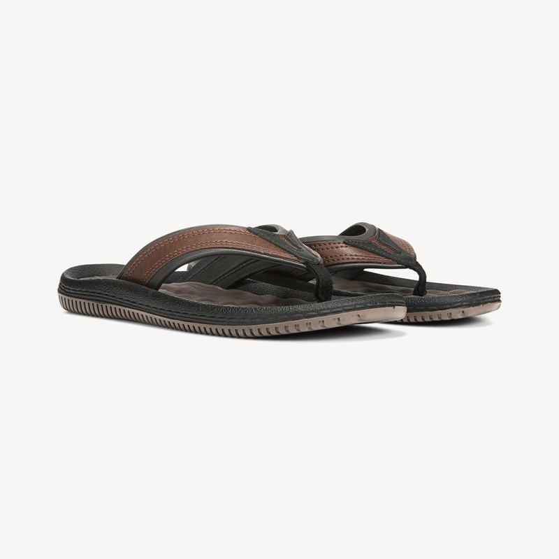 Dr. Scholl's Men's Donnar Flip Flop Sandal Brown DRSCH Leather 11.0 M