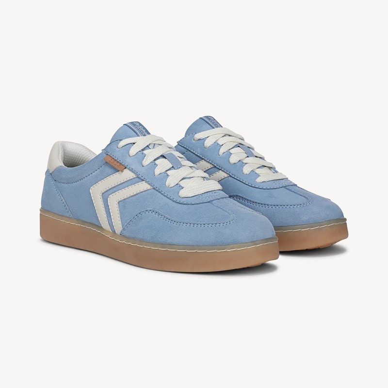 Dr. Scholl's Orig Collection Women's Rebel Sport Sneaker Shoes Blue Sky Suede DRORG Leather 10.0 M