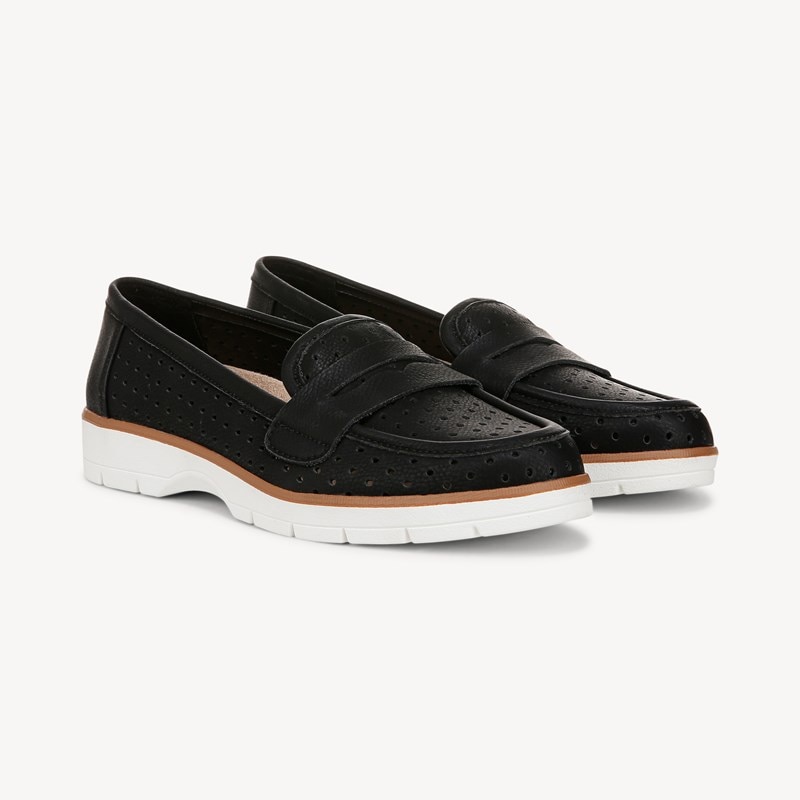 Dr. Scholl's Women's Nice Day Breezy Loafer Shoes Black Faux Leather DRSCH 10.0 M