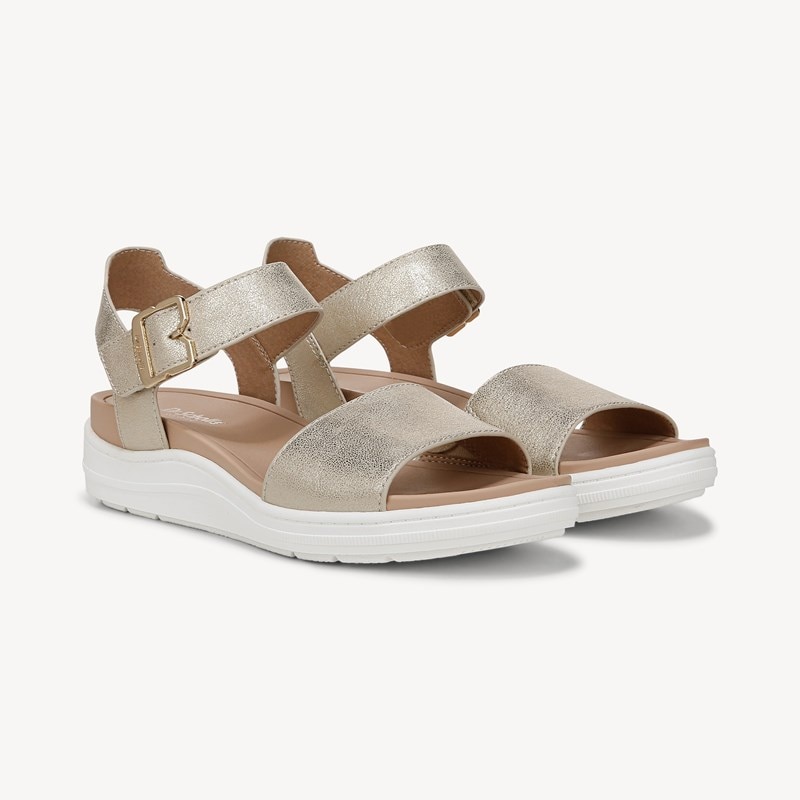 Dr. Scholl's Women's Time Off Sky Sandal Gold Faux Leather DRSCH 8.5 M
