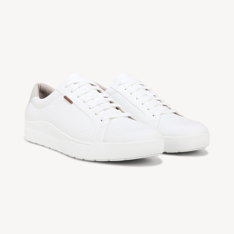 Dr. Scholl's Men's Time Off Lace Up Sneaker Shoes White Faux Leather DRSCH 10.5 M