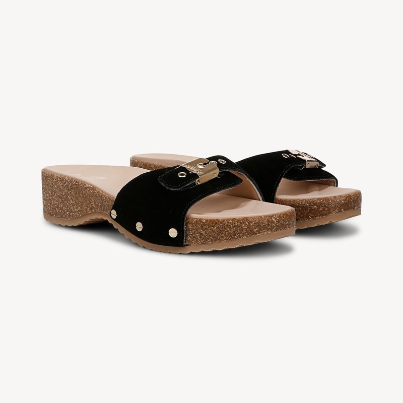 Dr. Scholl's Orig Collection Women's Original Flex Sandal Black Suede DRORG Leather 9.5 M