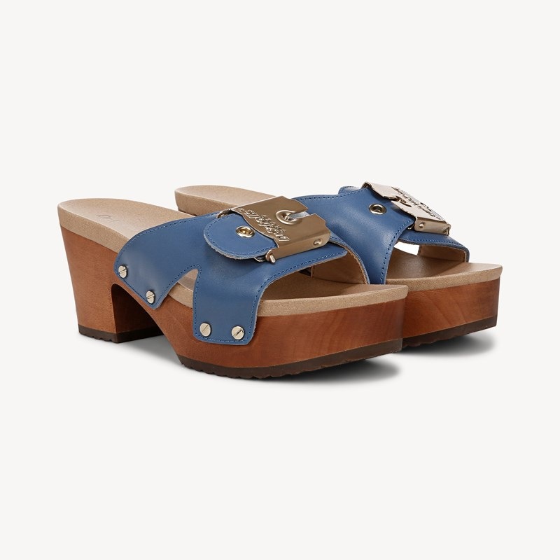 Dr. Scholl's Orig Collection Women's Original Max Too Platform Sandal Blue Horizon Leather DRORG 10.0 M