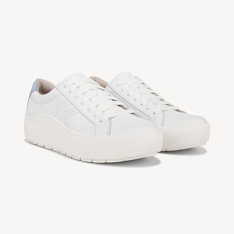 Dr. Scholl's Women's Take It Easy Platform Sneaker Shoes White Leather DRSCH 6.5 M