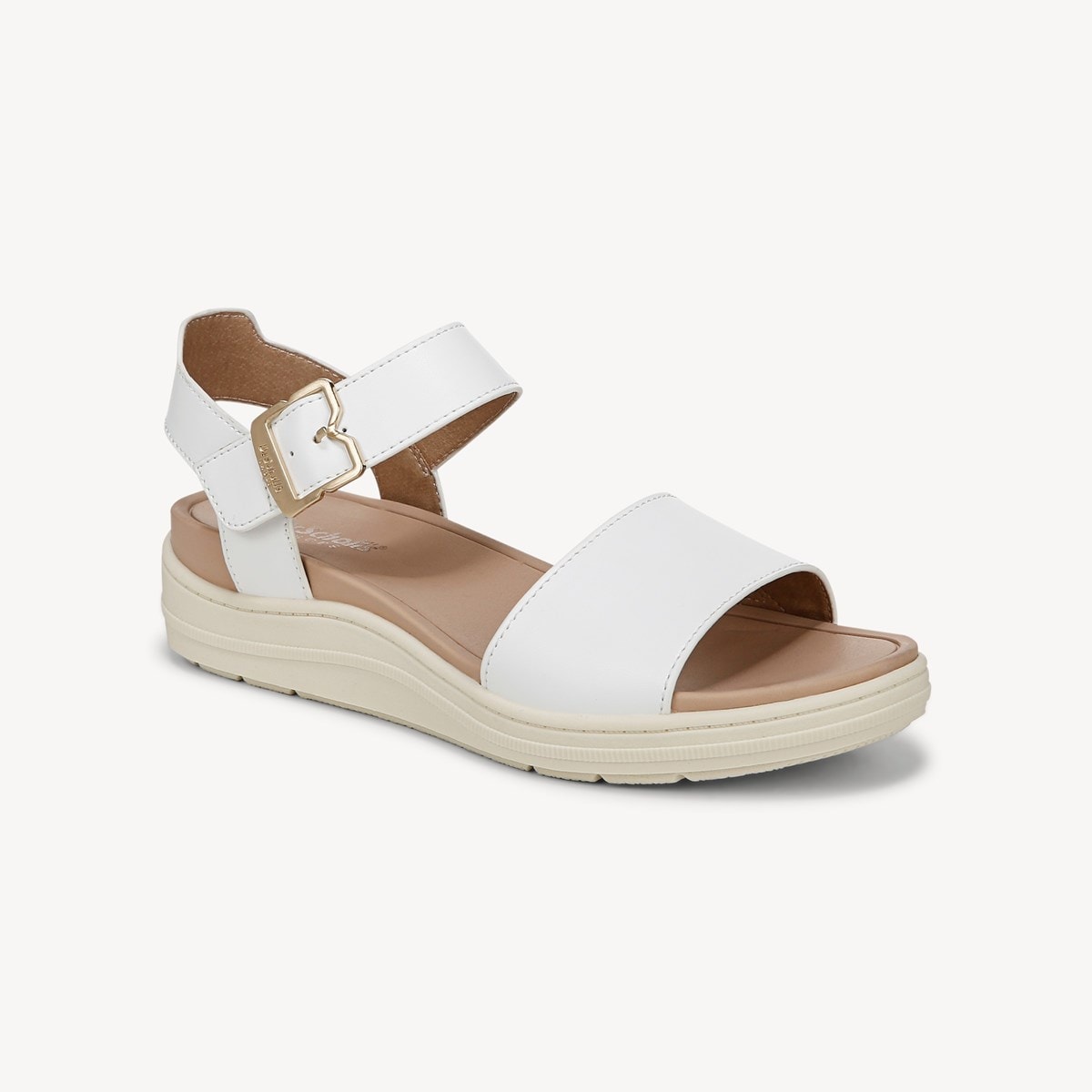 SCHOLL ● One Strap Comfort Chunky Sandals - White Dr. Scholls Women's Once Twice Espadrille Platform Wedge