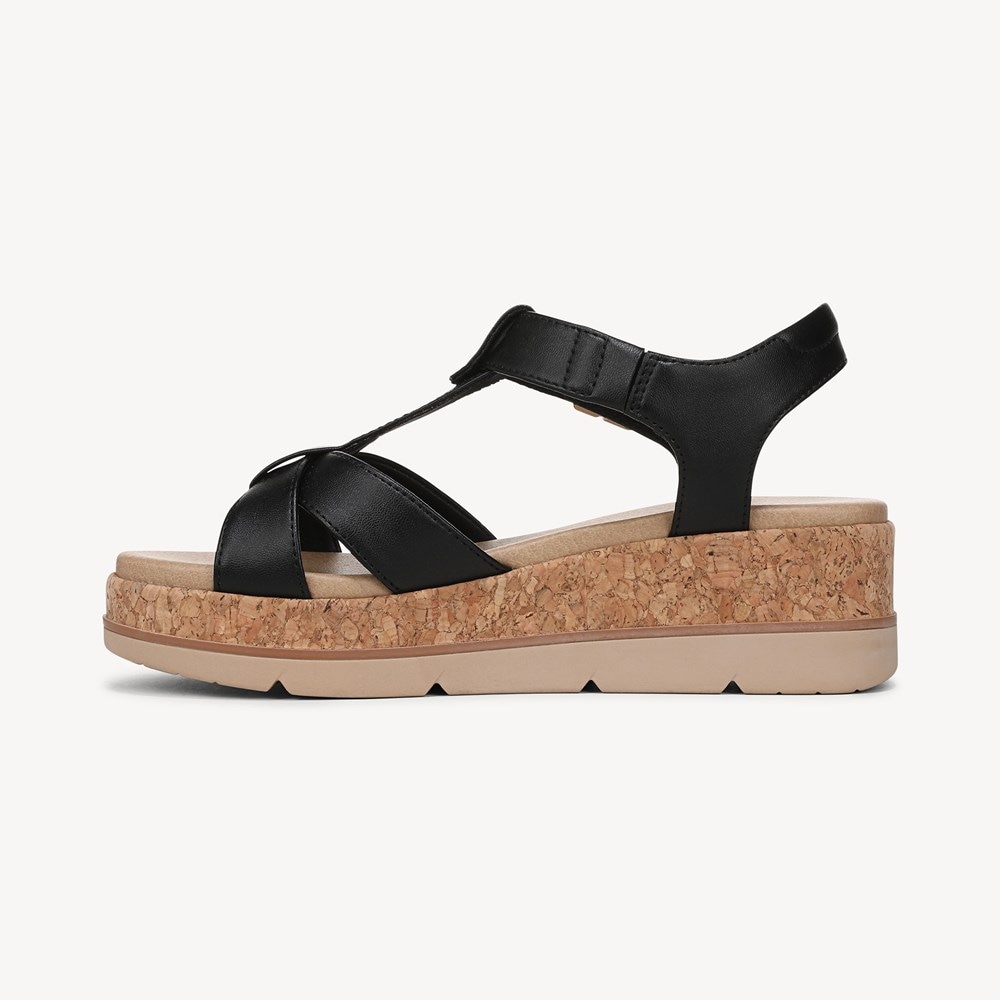 (取寄) ドクターショール レディース ワンス アゲイン Dr. Scholl's women Once Again Black Faux Leather Dr. Scholl's Women's Once Again Wedge Sandal | Women's Sandals