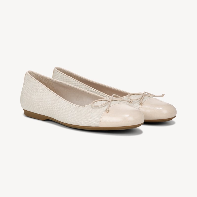 Dr. Scholl's Women's Wexley Bow Flat Shoes Off White Faux Leather DRSCH 7.0 M
