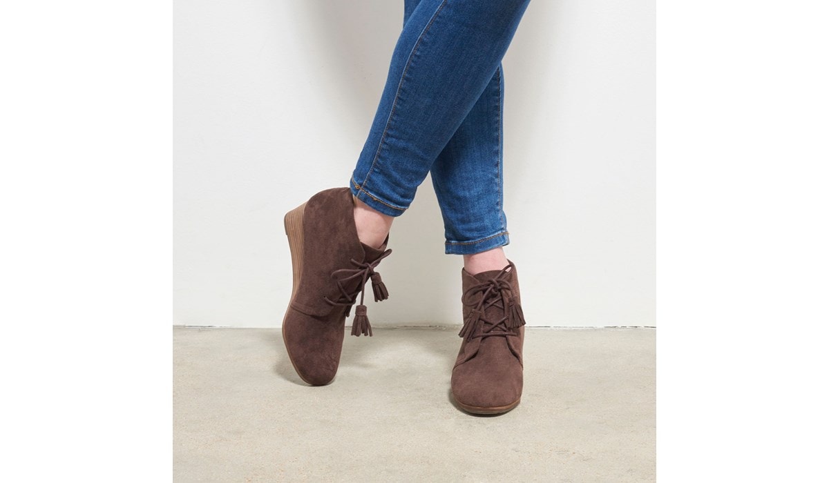 Dakota Wedge Bootie in Dark Brown