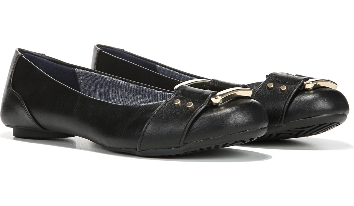 black flats with buckle