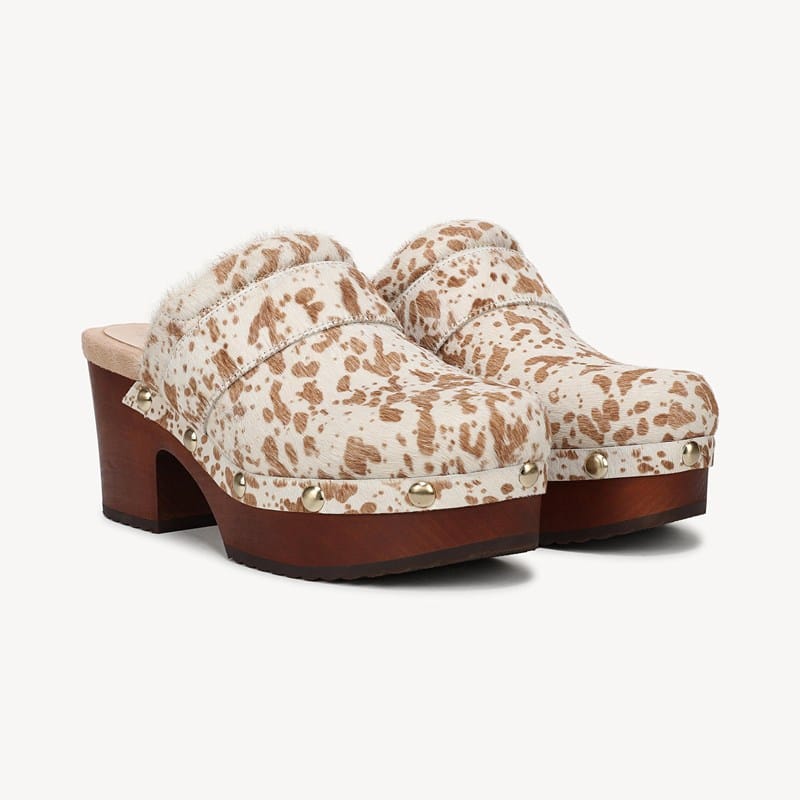 Dr. Scholl's Orig Collection Women's Original Feels Platform Clog Shoes Tan Leather Calf Hair DRORG Tan Calf Hair 11.0 M