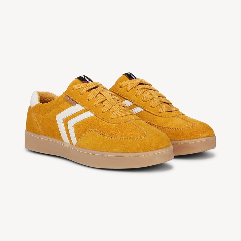 Dr. Scholl's Orig Collection Women's X Milk Bar Rebel Sport Sneaker Shoes Cornflake Crunch Yellow Suede DRORG Leather 9.0 M