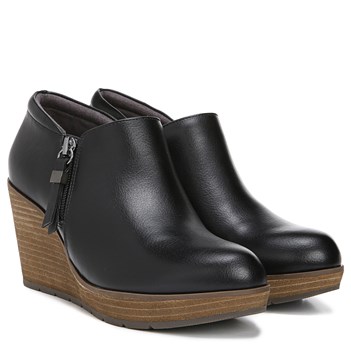 dr scholls black wedge booties