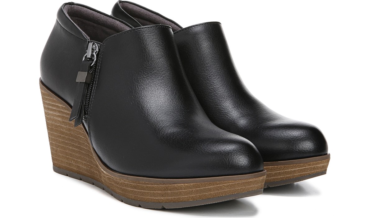 dr scholls black wedge booties