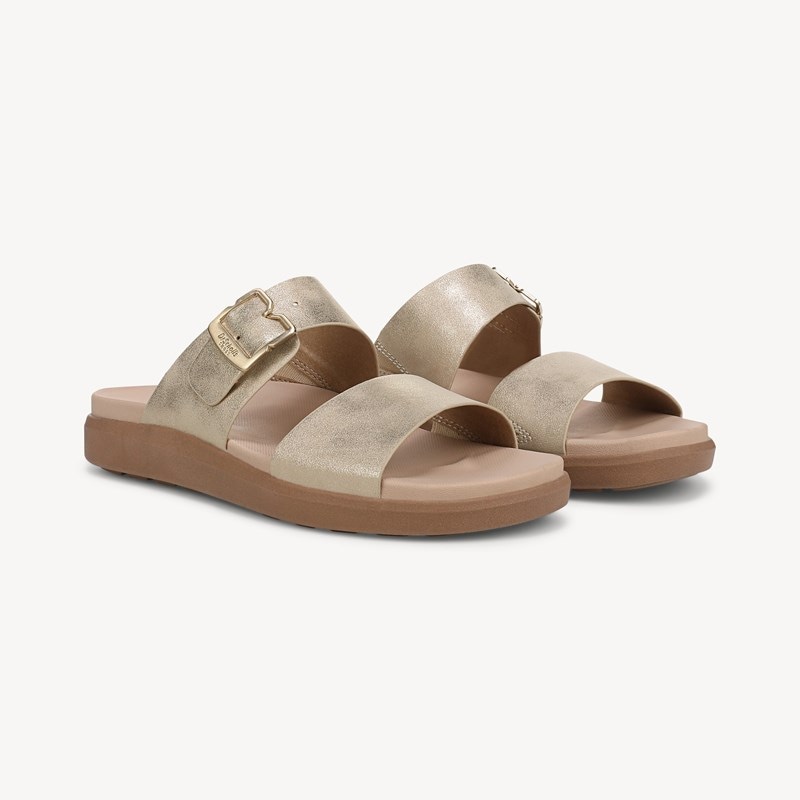 Dr. Scholl's Women's All Time Slide Sandal Gold Sand Faux Leather DRSCH 9.0 M