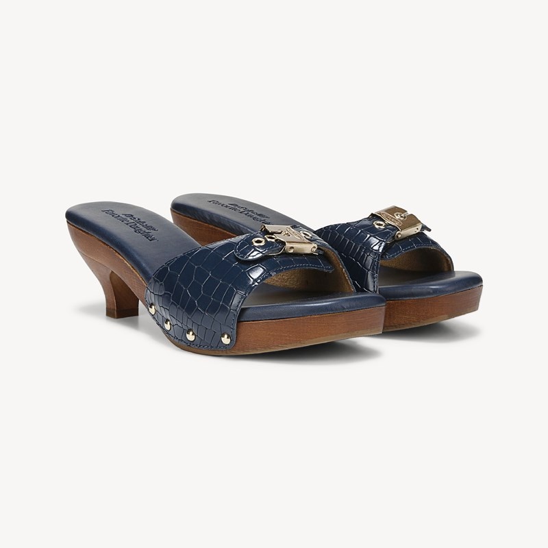 Dr. Scholl's Orig Collection Women's X Favorite Daughter Heartbreak Sandal Navy Croco Leather DRORG Navy Blue 11.0 M