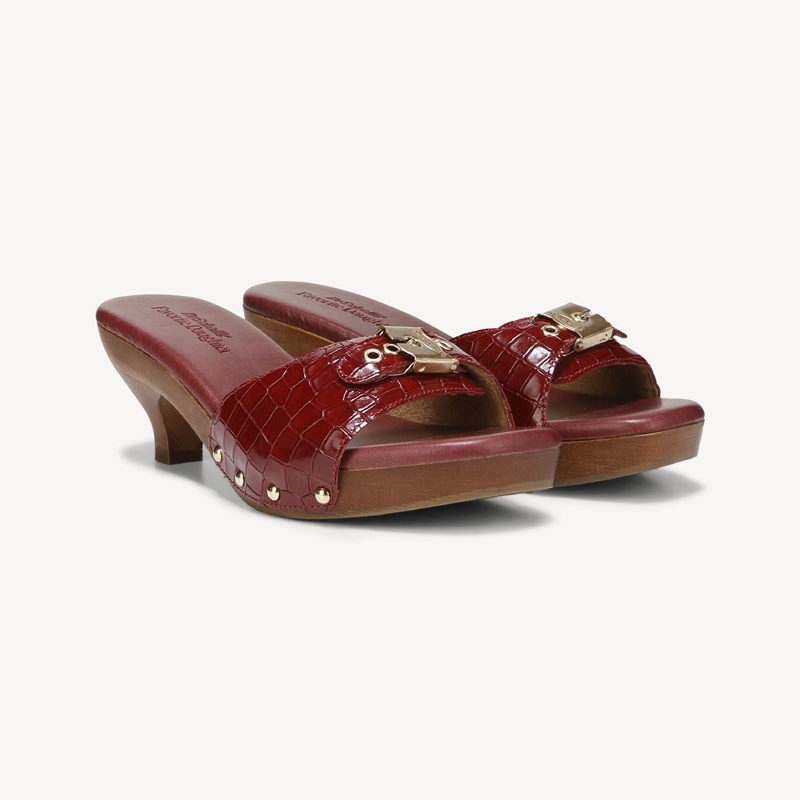 Dr. Scholl's Orig Collection Women's X Favorite Daughter Heartbreak Sandal Wine Croco Leather DRORG 11.0 M