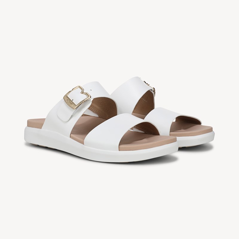 Dr. Scholl's Women's All Time Slide Sandal White Faux Leather DRSCH 6.0 M