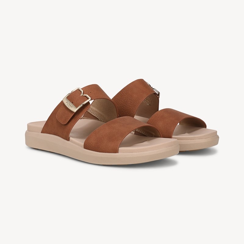 Dr. Scholl's Women's All Time Slide Sandal Honey Brown Faux Leather DRSCH 6.5 M