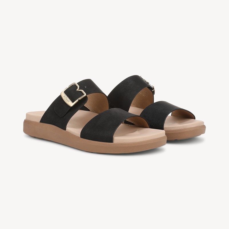 Dr. Scholl's Women's All Time Slide Sandal Black Faux Leather DRSCH 8.5 M