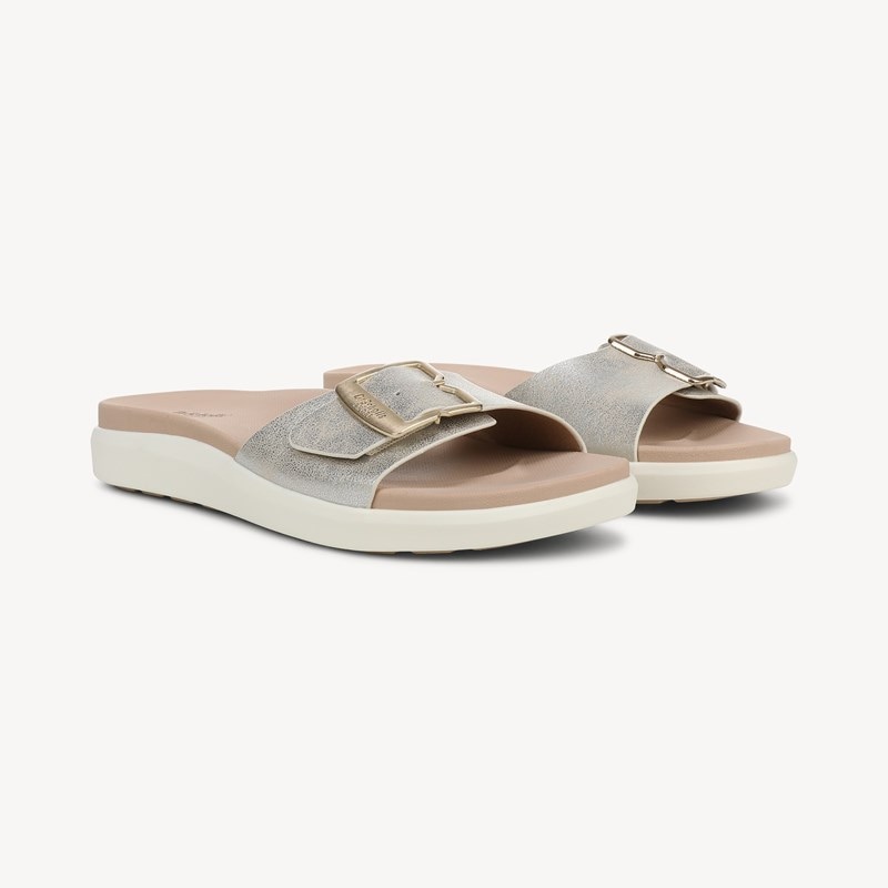 Dr. Scholl's Women's All Right Slide Sandal Champagne Faux Leather DRSCH 9.5 M