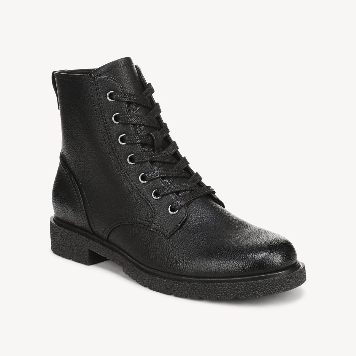 lace-up dress boots women's PU Leather Black / 36(US5) Upper Material LISYIIZ Women Combat Boots Ankle