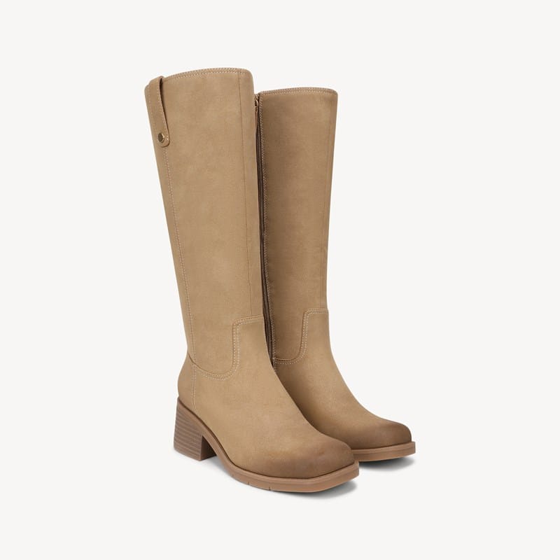 Dr. Scholl's Women's Joplin Wide Calf Tall Boot Sand Brown Faux Leather DRSCH 9.0 M