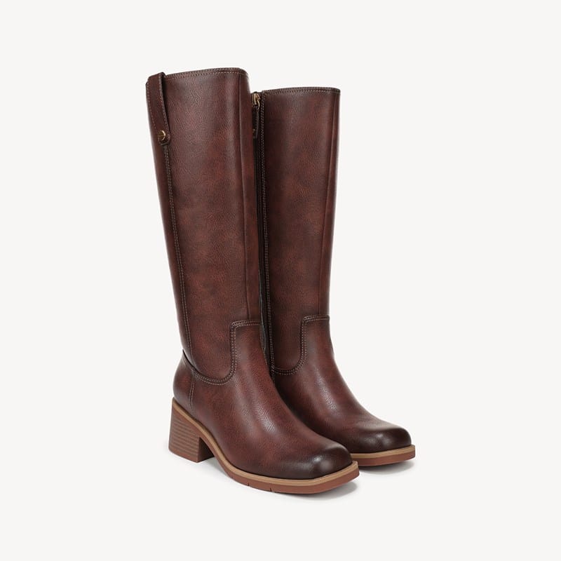 Dr. Scholl's Women's Joplin Tall Boot Auburn Brown Faux Leather DRSCH 9.5 M