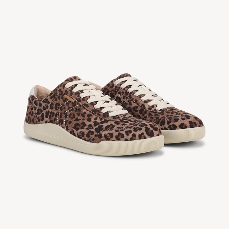 Dr. Scholl's Women's Be True Lace Up Sneaker Shoes Leopard Print Fabric DRSCH Leather 7.0 M