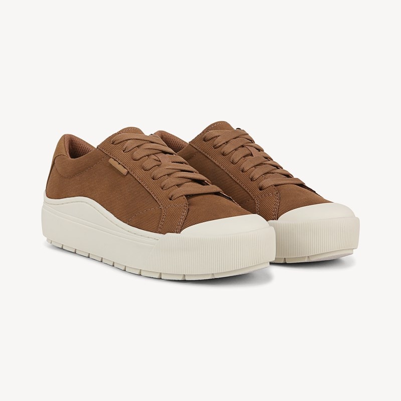 Dr. Scholl's Women's Time Off Sneaker Shoes Honey Brown Faux Leather DRSCH 6.0 M