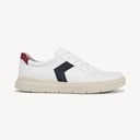 White/Navy Faux Leather
