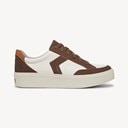 Off White/Brown Faux Leather