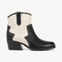 Black/Off White Faux Leather
