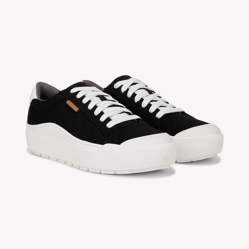 Dr. Scholl's Women's Time Off Sneaker Shoes Black Canvas DRSCH Leather 10.0 M