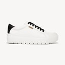 White/Black Faux Leather