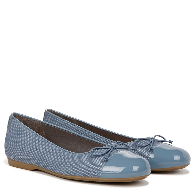 Dr. Scholl's Women's Wexley Bow Flat Shoes Oxide Blue Faux Leather DRSCH Oxide Grey Blue Faux 7.5 M