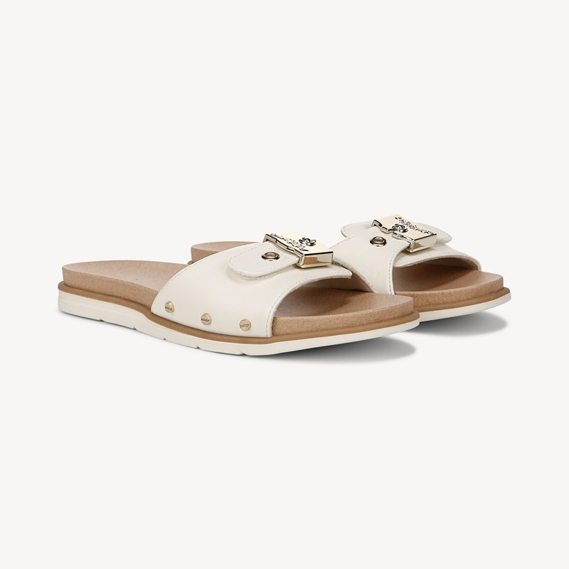 Dr. Scholl's Women's Nice Iconic Slide Sandal Off White Faux Leather DRSCH 9.5 M